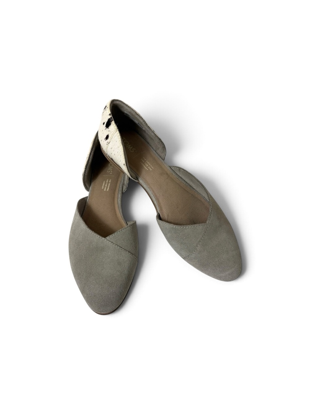 Toms Gray Suede D'Orsay Flats with calf fur size 9